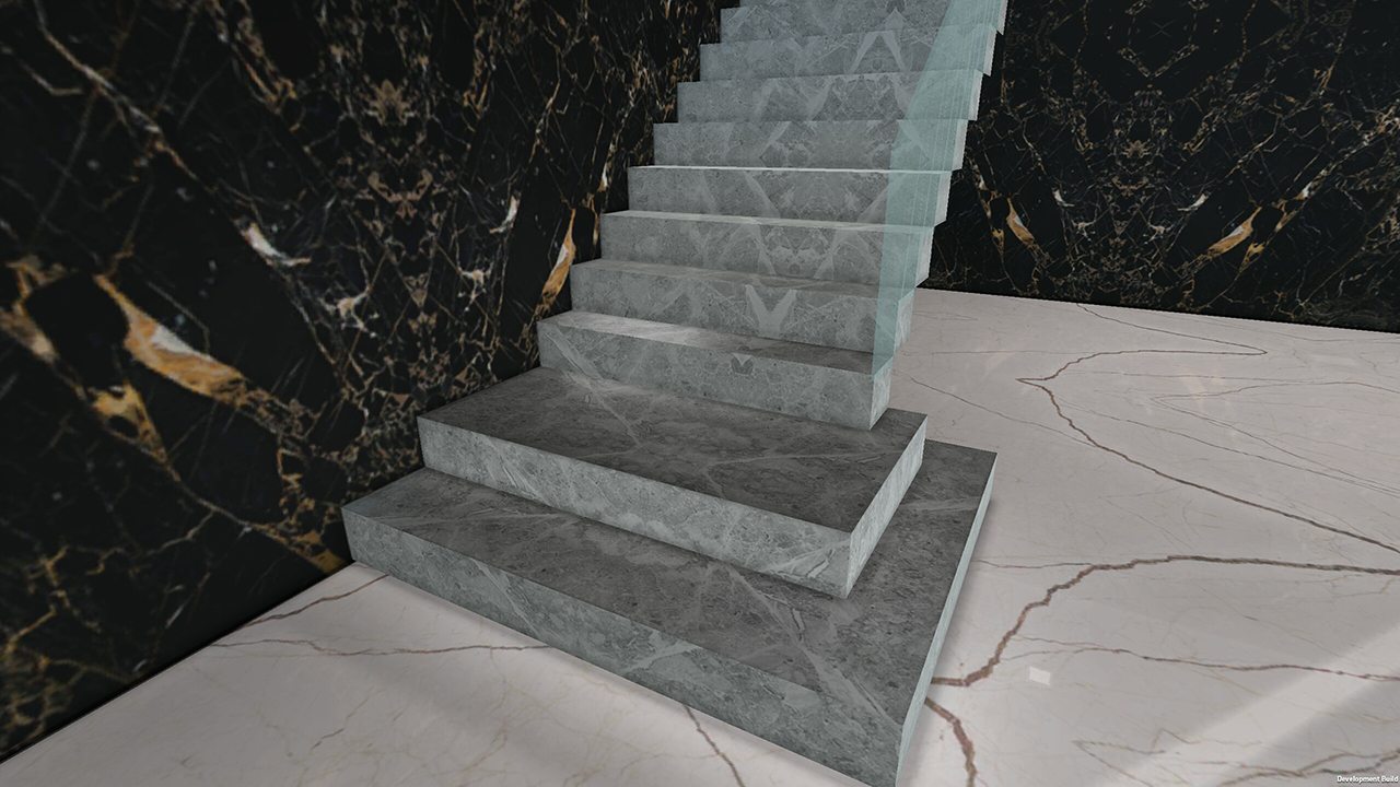 نمونه ای ایدآل در خصوص استفاده از سنگ های مرمر در تزئینات مینیمالیستی داخلی ساختمان مانند سنگ دیوار پوش ، سنگ کف و پله